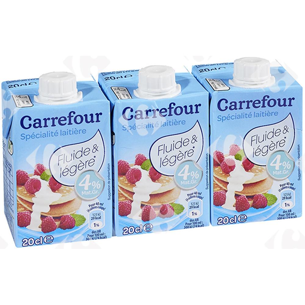 [526314] Crème UHT Semi Épaisse Légère 4%Mg Carrefour 3x20cl