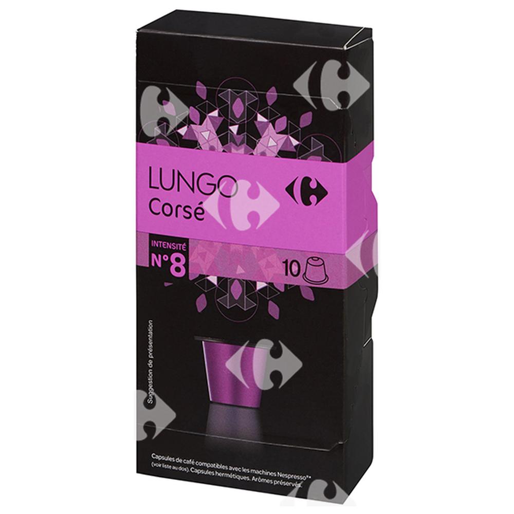 Café en Capsules Lungo Corsé Carrefour N8x10