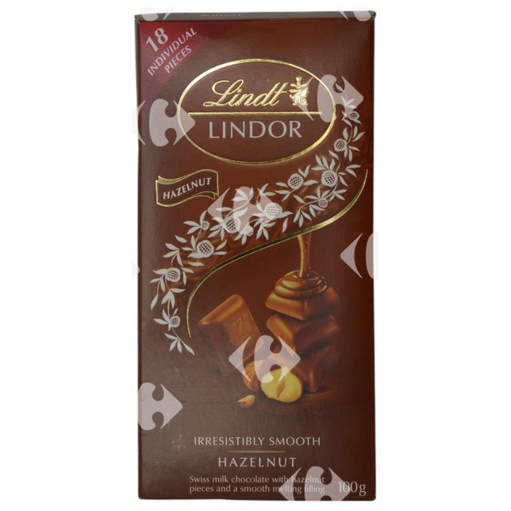 Tablette de Chocolat au Lait aux Noisettes Lindor Lindt 100g