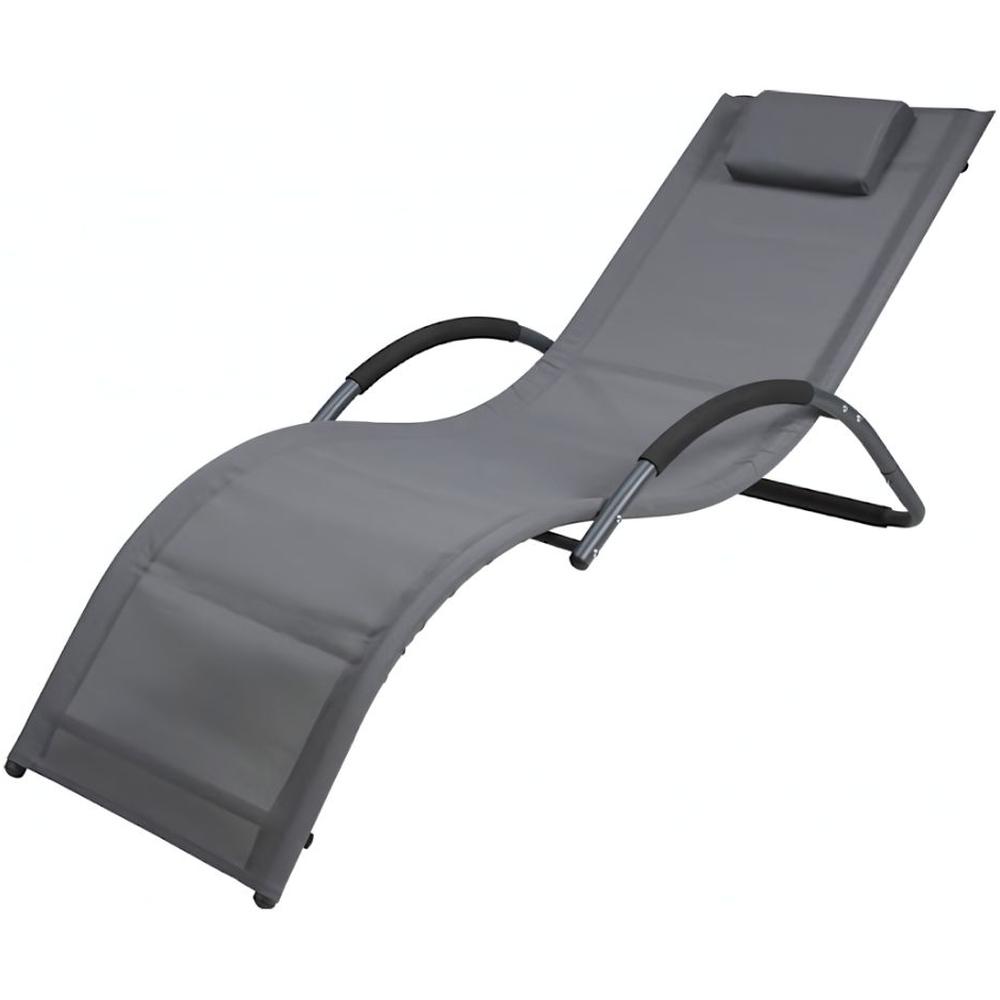 Bain de Soleil Transat Gris Clair en Acier 168x63x68cm