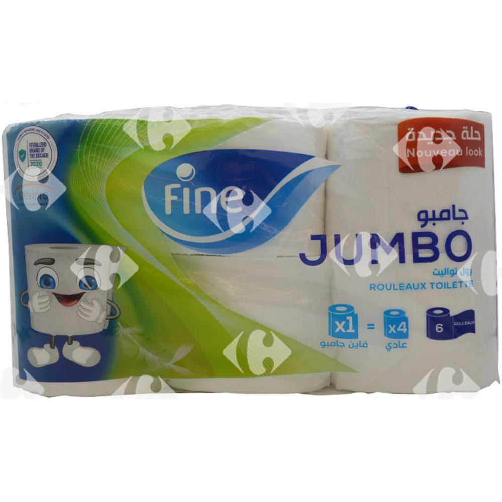 Papier Hygiénique 2 Plis Jumbo Fine 6 rouleaux