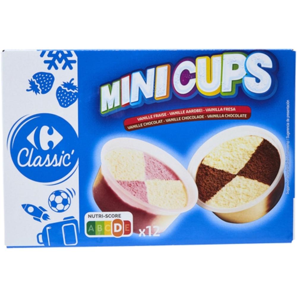 Mini Pots Glace Vanille Chocolat Vanille Fraise Carrefour 12 unités 60ml