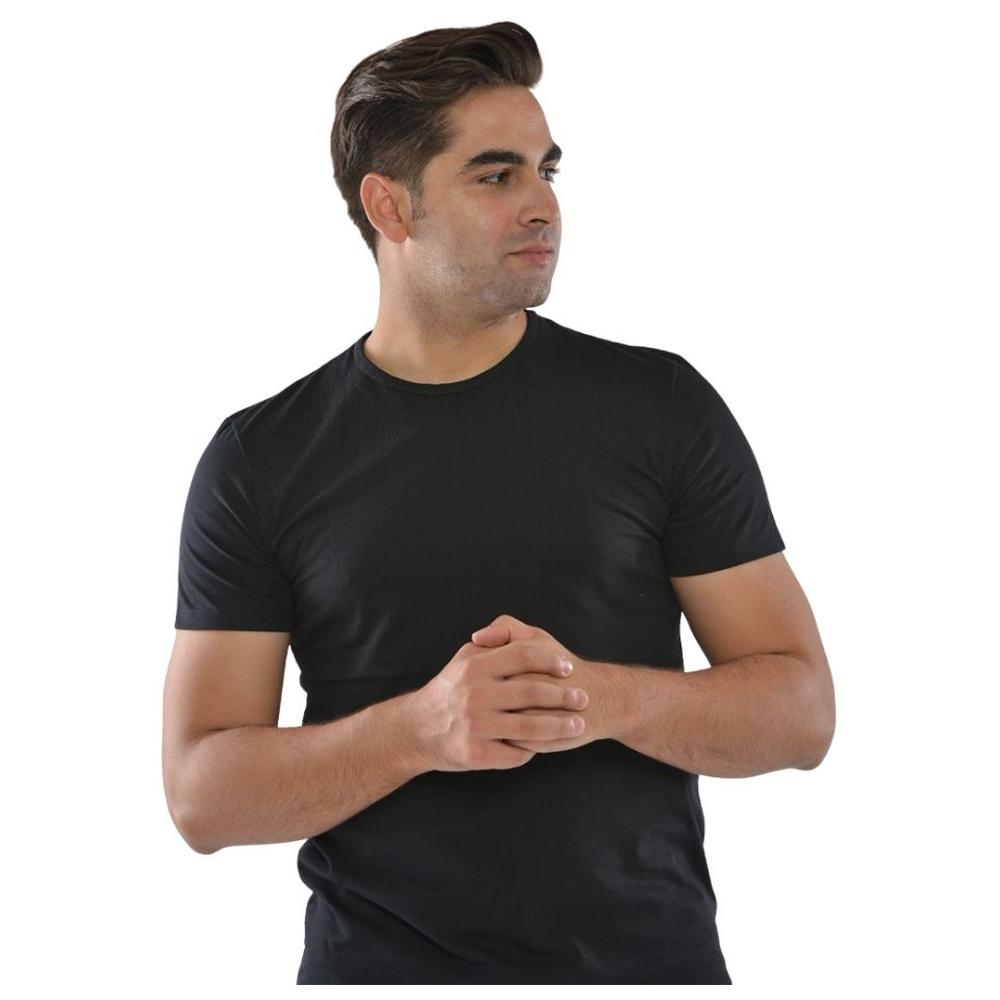 T-shirt Homme à Manches Courtes Col Rond Noir - Taille M