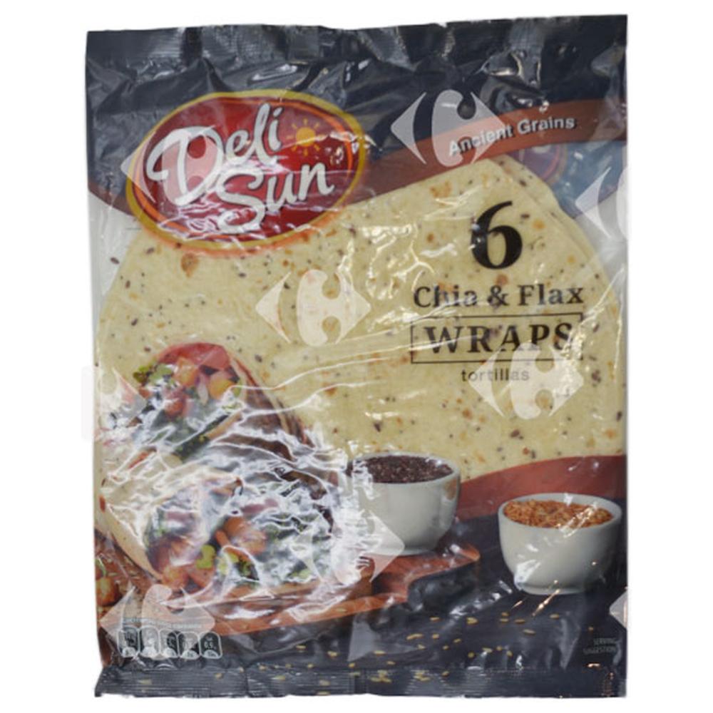 [639040] Wraps de Chia Et de Lin Deli Sun 360g 6 feuilles.