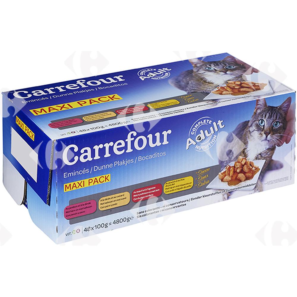 Pâtée pour Chats Émincés en Sauce Carrefour 48x100g