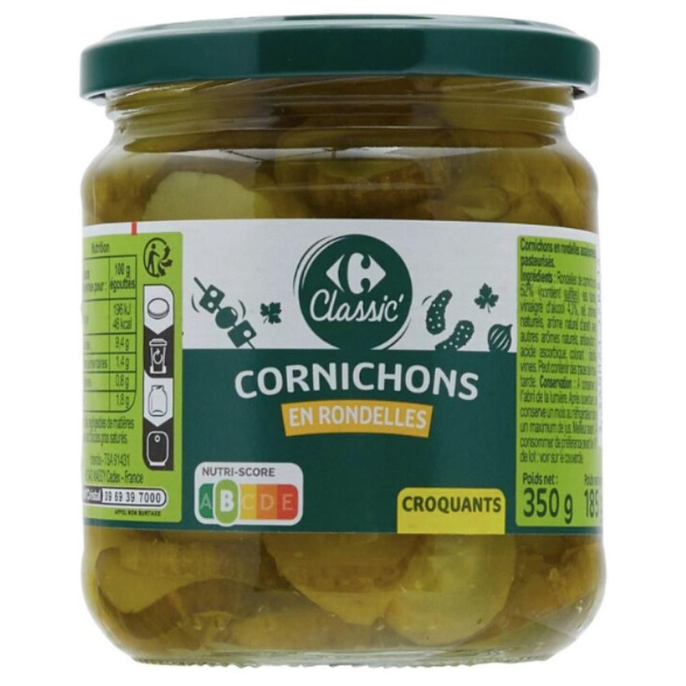 Cornichons en Rondelles Spécial Burger Carrefour 350g.