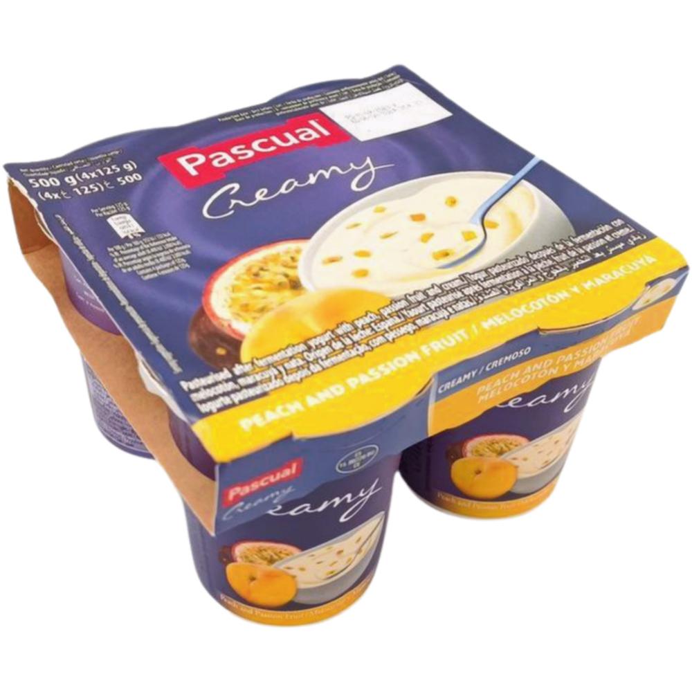[673981] Yaourt à Cuillère Crème à la Pêche et Fruit de la Passion Pascual 4x125g.