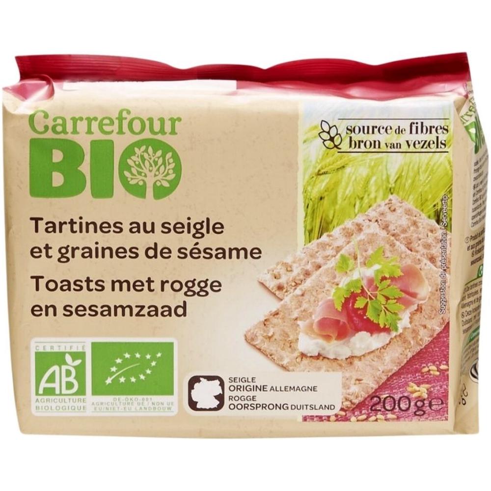 [637611] Tartines Bio Crackers Seigle et Graines de Sésame Carrefour Bio 200g