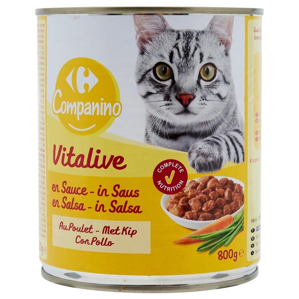 Pâtée Bouchées Sauce au Poulet et au Foie pour Chats Adultes Carrefour 820g