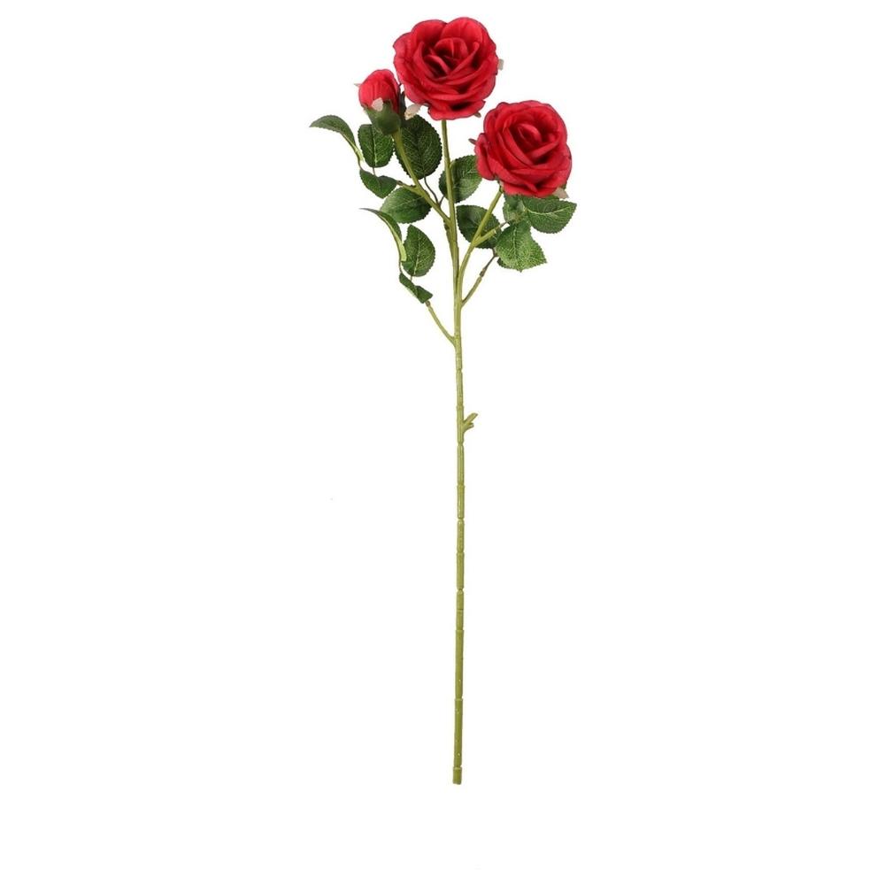 [722264] Tige avec 3 Roses Rouges Kasa 65 cm