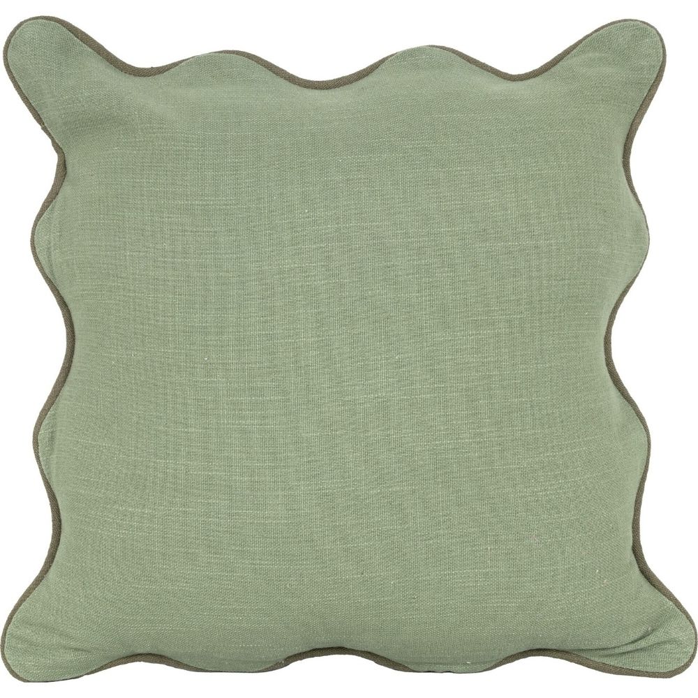 [731351] Coussin Carré Vert Coupé Ondulé Kasa 45x45cm