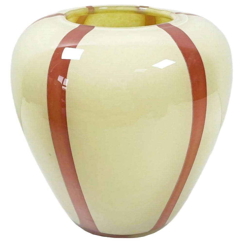 [716193] Vase en Porcelaine Brut à Rayures Brique 17x17,5cm Kasa