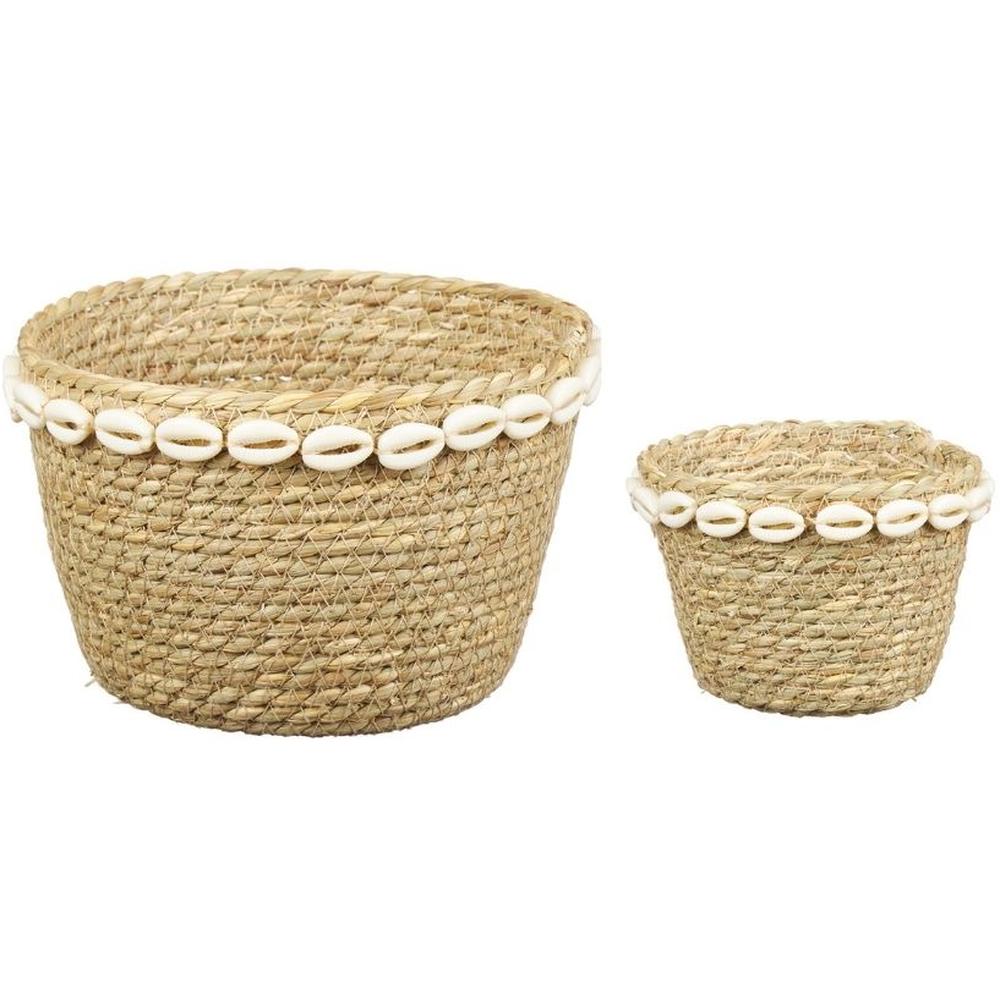 [716656] Set de Paniers en Herbe Marine avec Coquilles Kasa 2 pièces