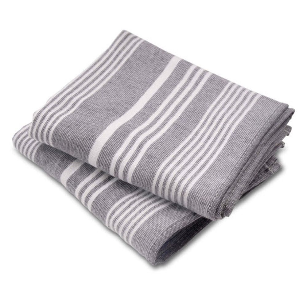 Lot 2 Torchons Rayés Gris