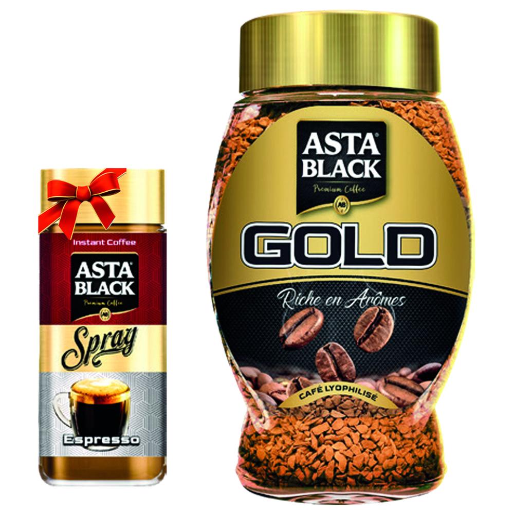 Café Lyophilisé Gold Asta Black 190g + Spray Asta Black 40g Offert