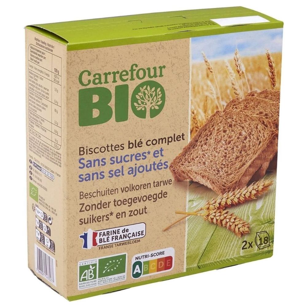 [723718] Bio Biscuit Blé Complet Sans Sucre Ajouté Carrefour 300g