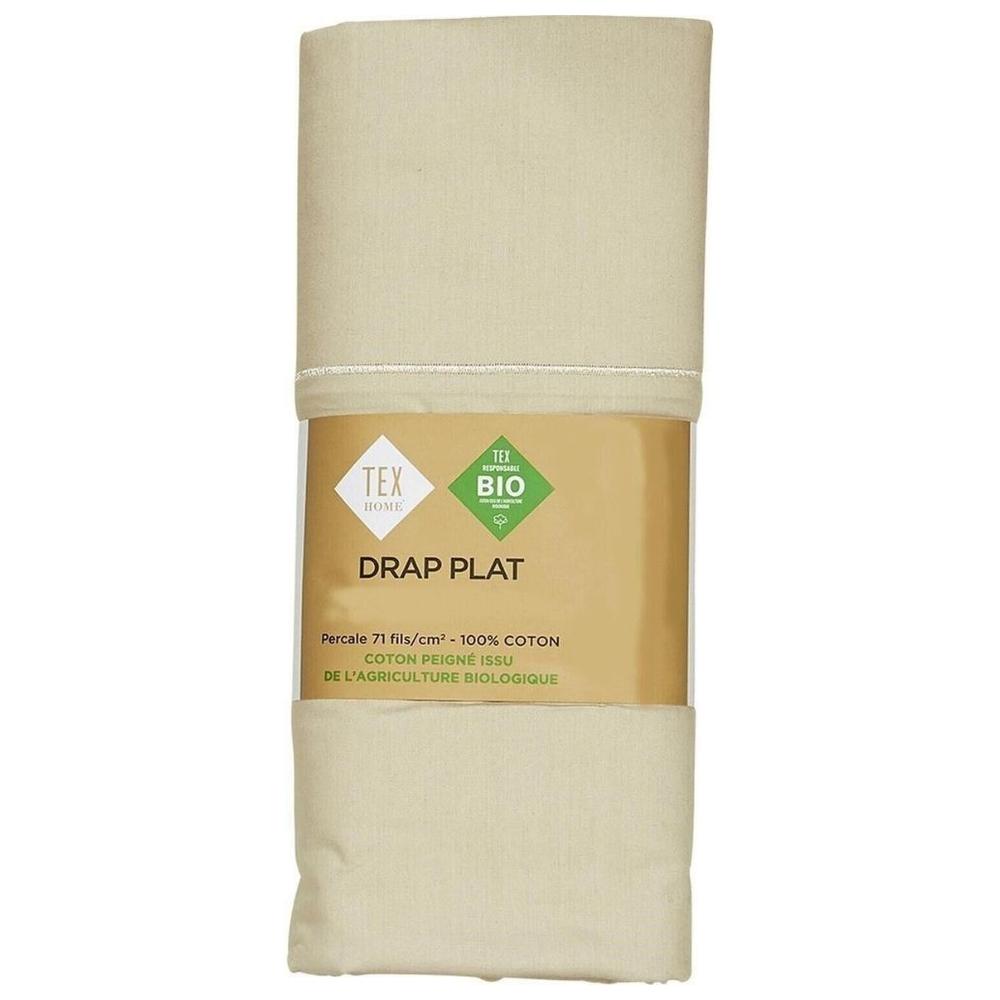 Drap Plat Percale Beige Tex Home 270x300 cm