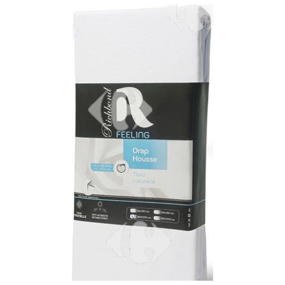 Drap Housse en Microfibre Blanc 100% Cotonelle Richbond 140x190cm