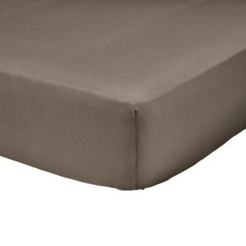 Drap Housse Percal Marron Foncé Tex Home 180x200 Cm