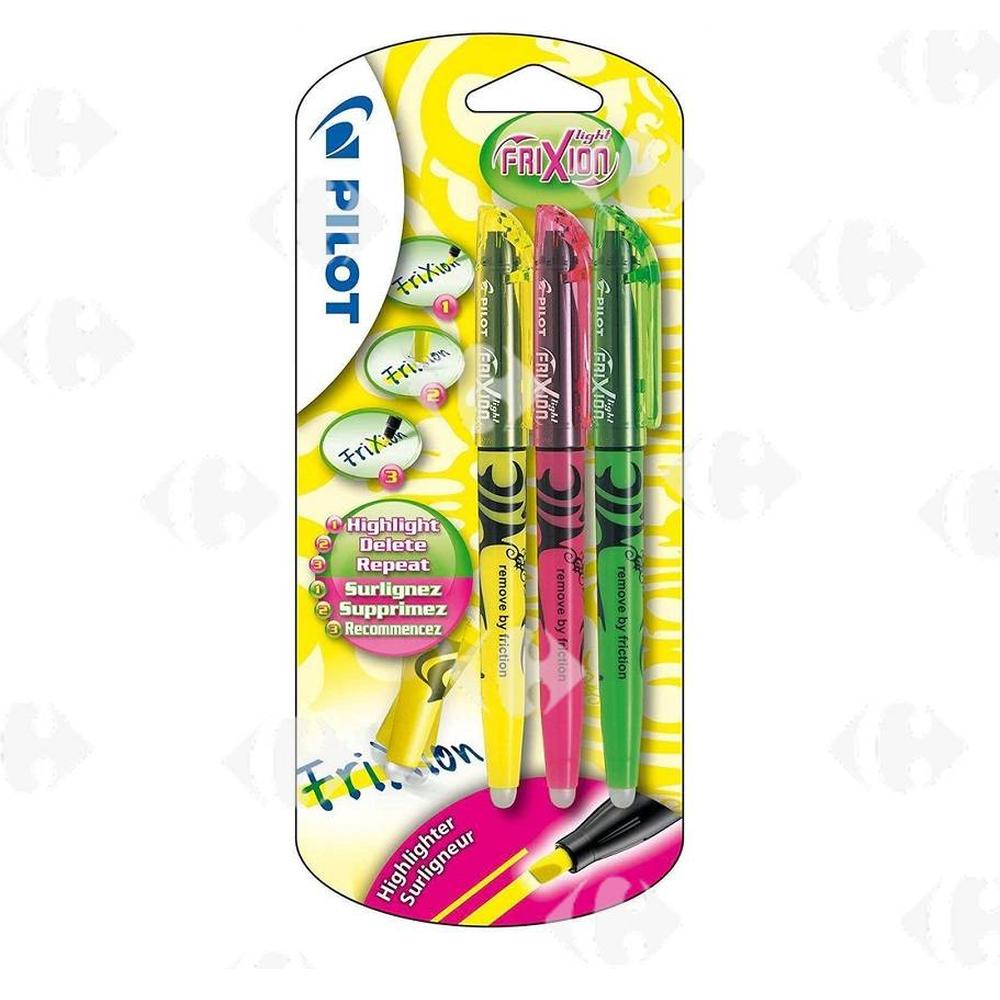 Surligneur Jaune Rose Vert Frixion Light Pilots 3 unités