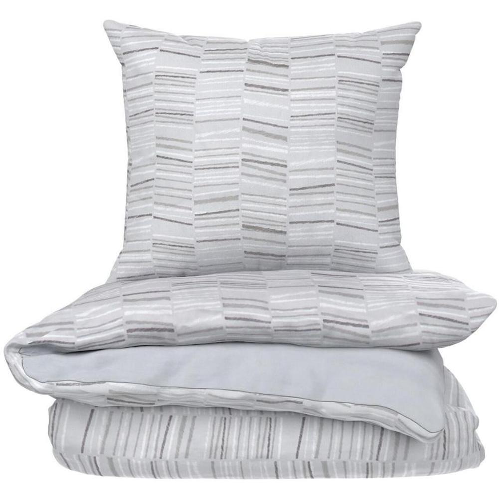 [717220] Parure de Lit 200x200cm Microgabi Gris avec Housse de Couette + 2 taies d'Oreiller Tex Home60x60cm
