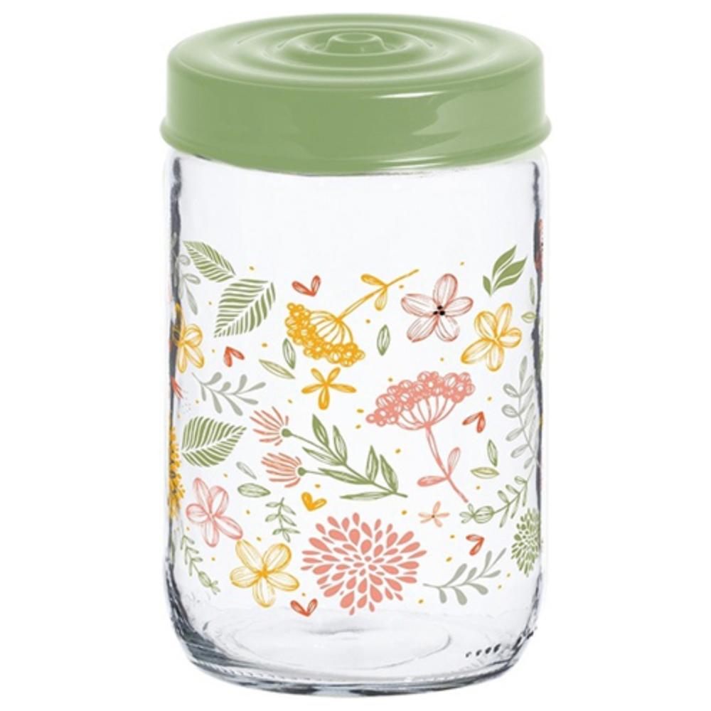 [723637] Bocal en Verre Décoré Botanique 66cl