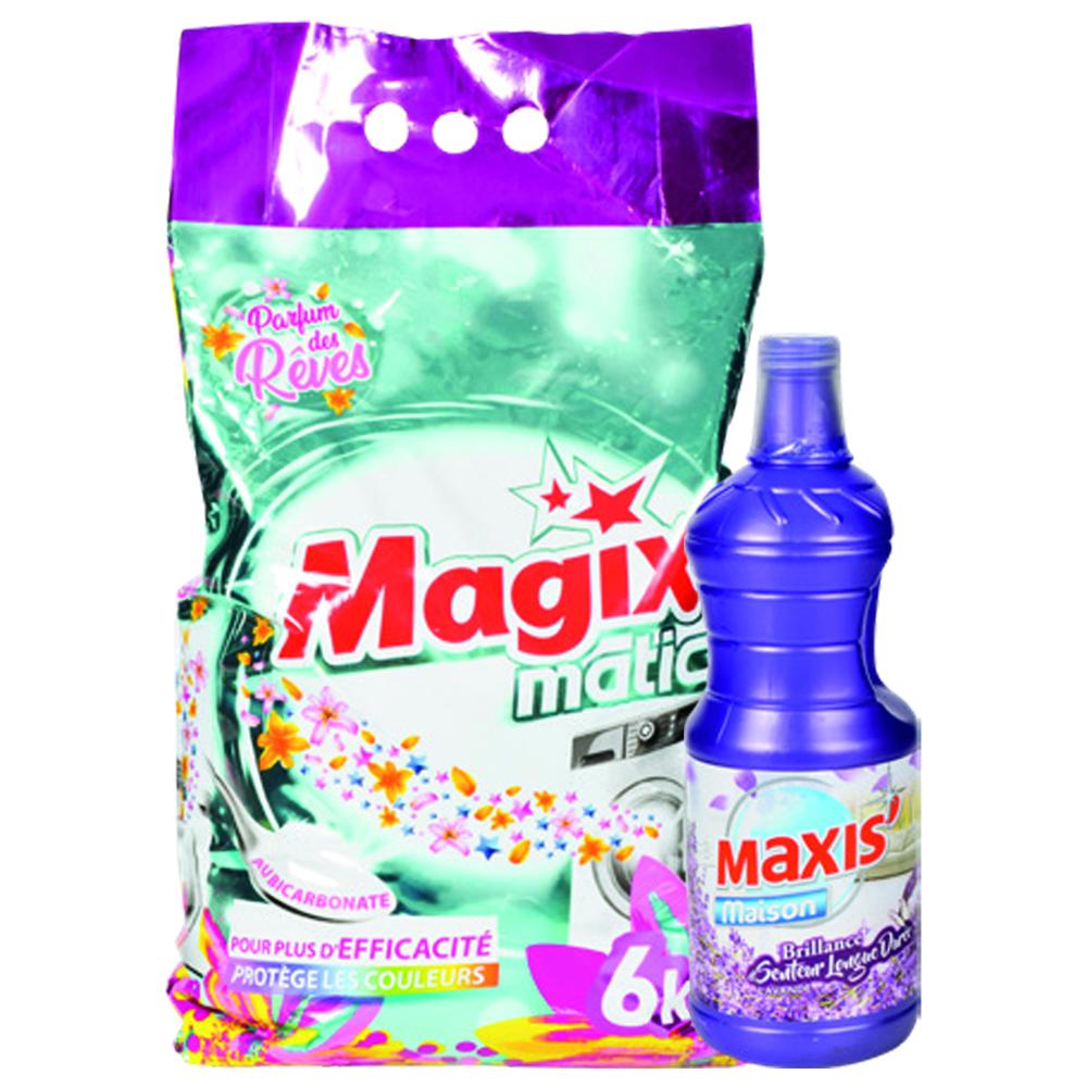Lot Lessive Matic Magix 6kg + Nettoyant Lavande Maxis 1L