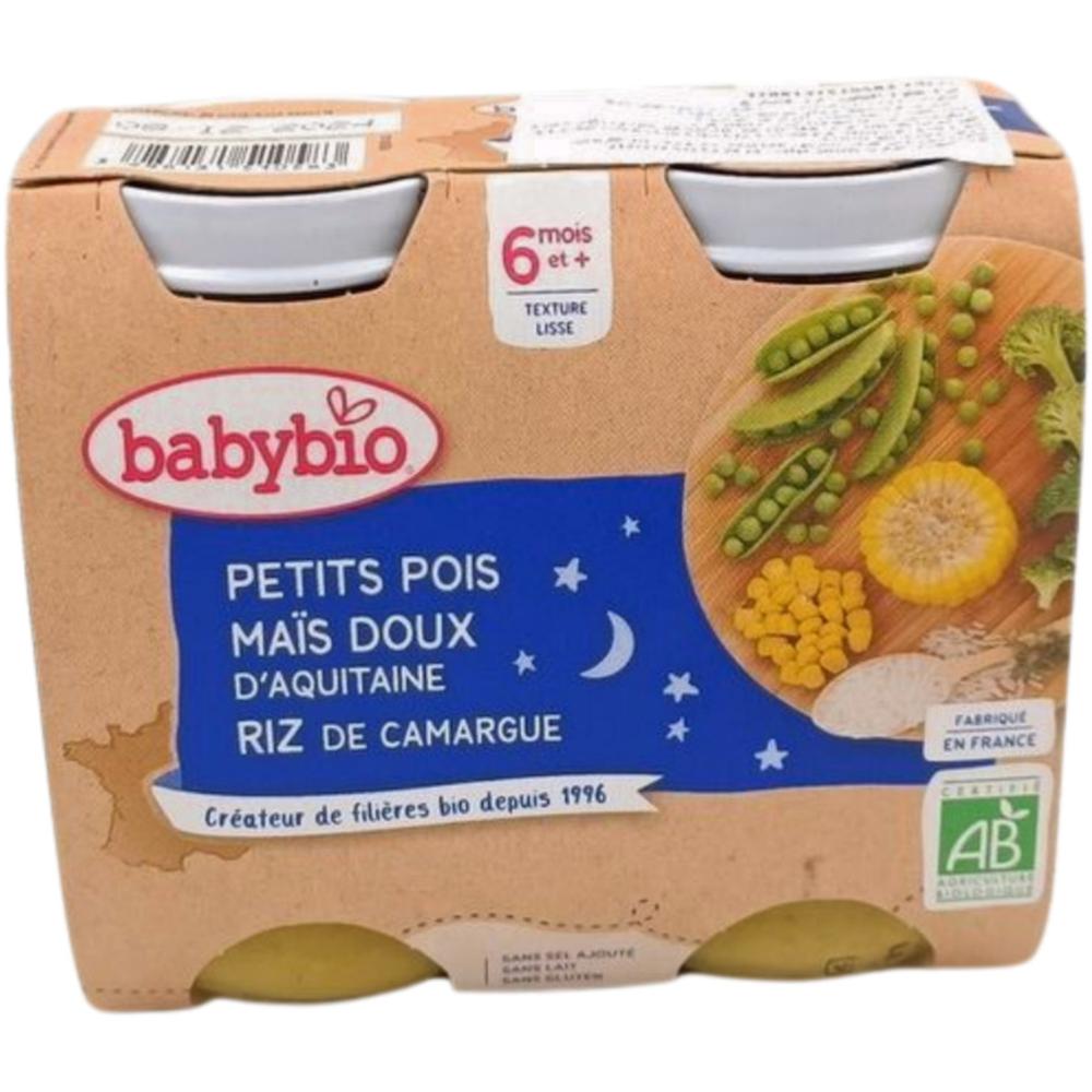 Pot Petits Pois Maïs Riz Babybio 2x200g.