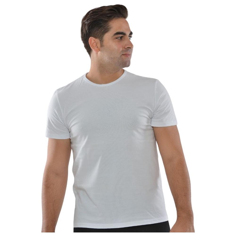 [674587] T-shirt Homme à Manches Courtes Col Rond Blanc - Taille S
