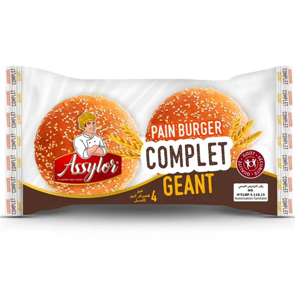 Pain Burger Complet Assylor 320g 4 pièces
