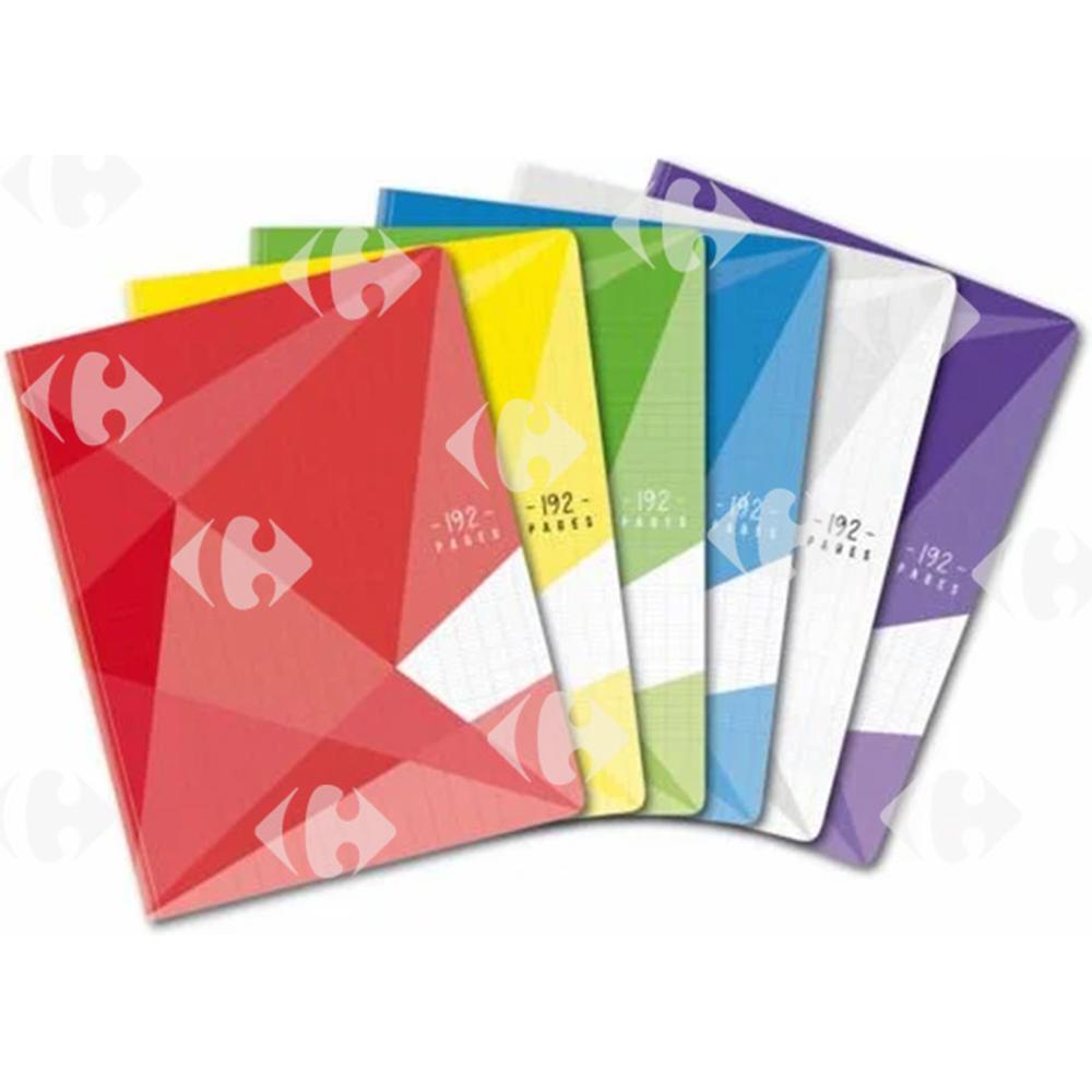 Cahier Polypro Grands Carreaux 192 pages 17x22cm Carrefour 90g