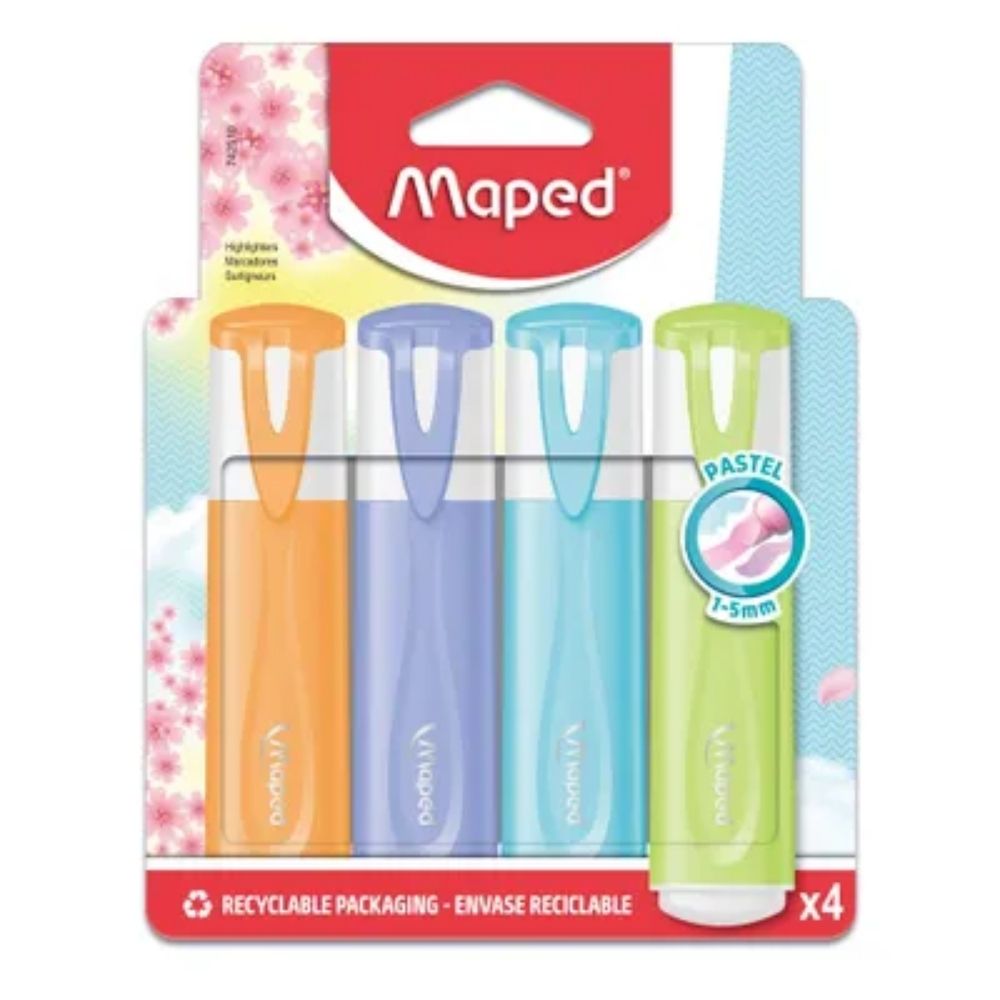 [631583] Pack de 4 Surligneurs Couleurs Pastels Assorties Maped