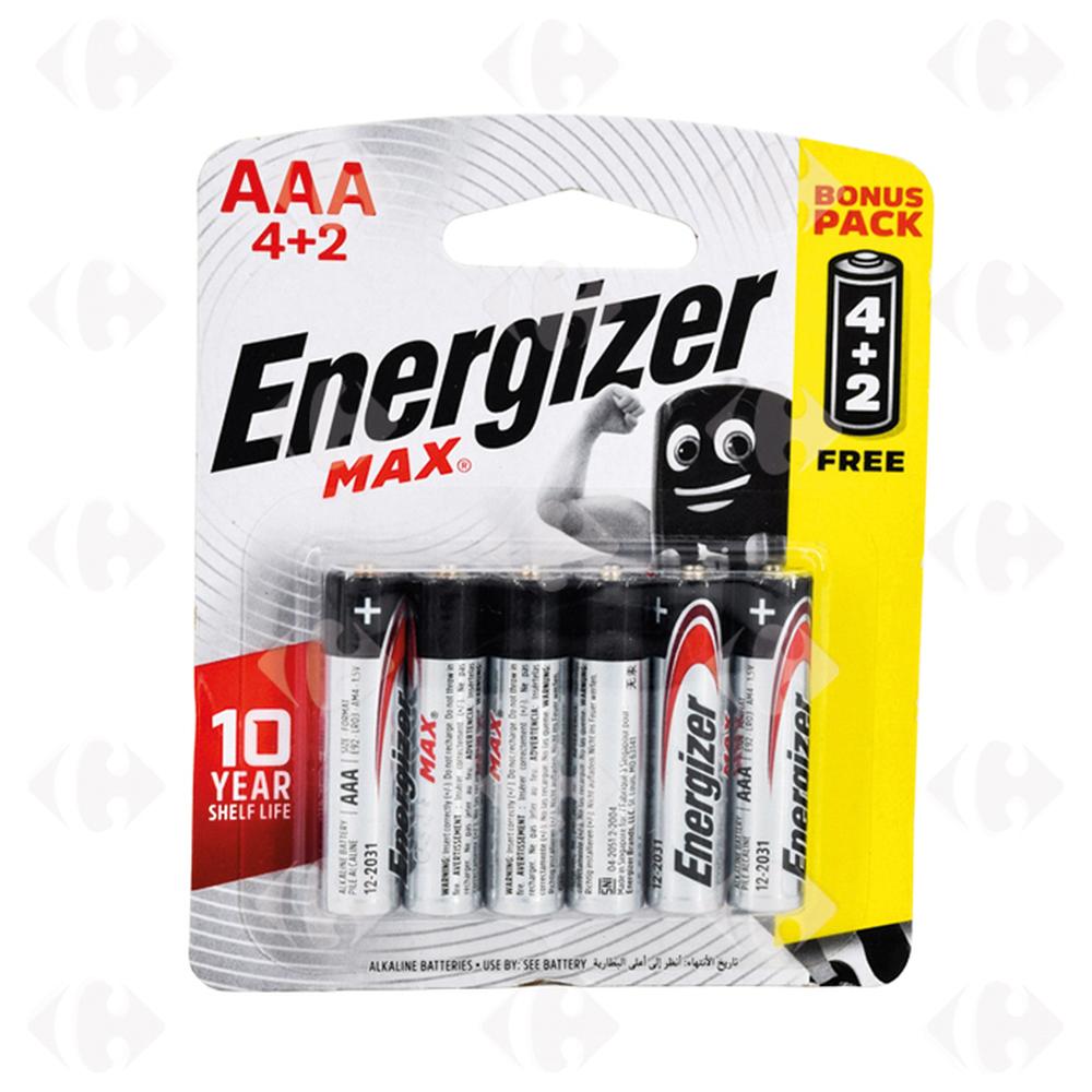 [609364] Pack de piles Max AAA E92 Energizer 6 unités.