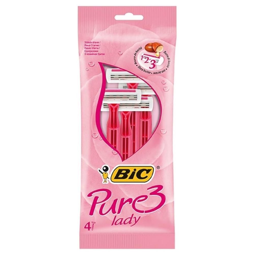 Rasoirs Jetables pour Femme Pure 3 Lady Rose Bic 4 unités