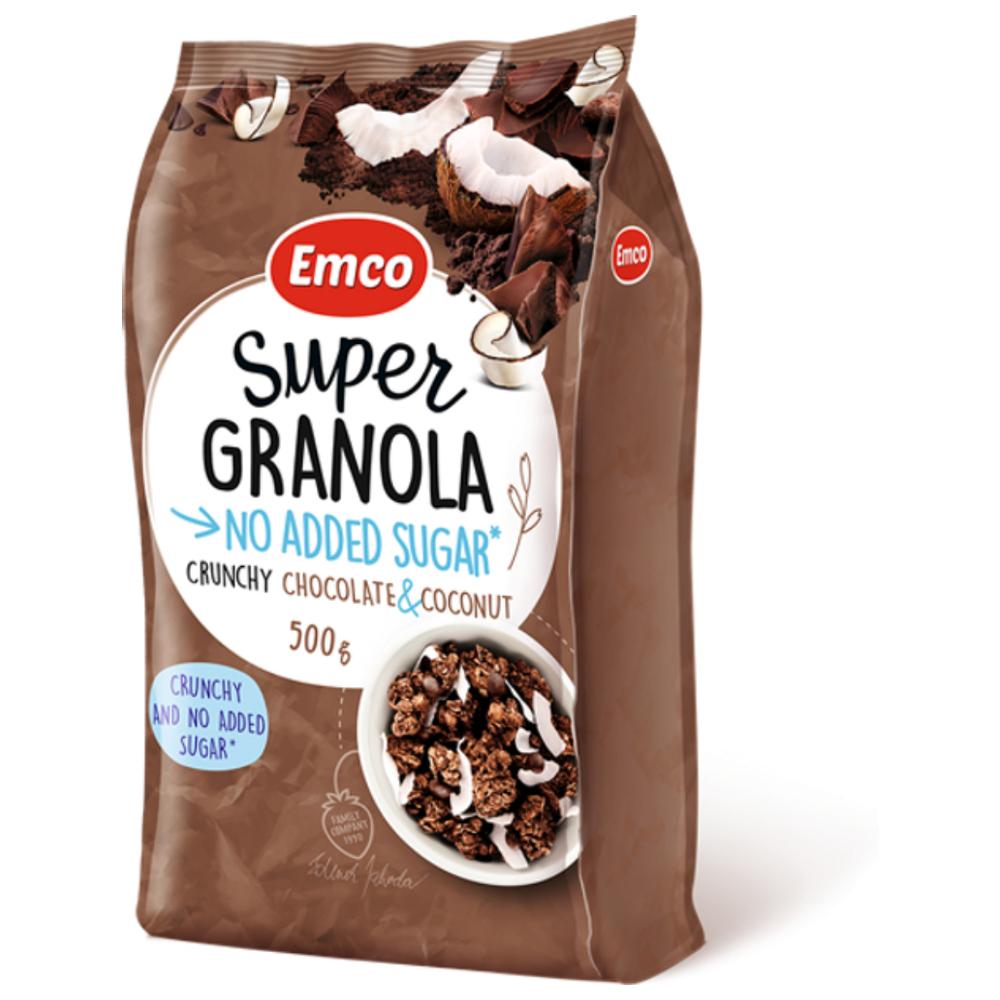 Céréales Super Granola au Chocolat et Noix de Coco Emco 500g