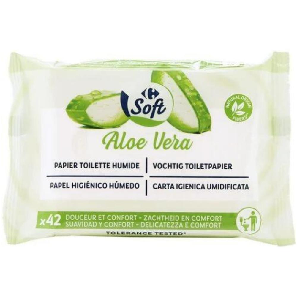 [672893] Papier Toilette Humide Aloe Vera Carrefour Soft 42 unités