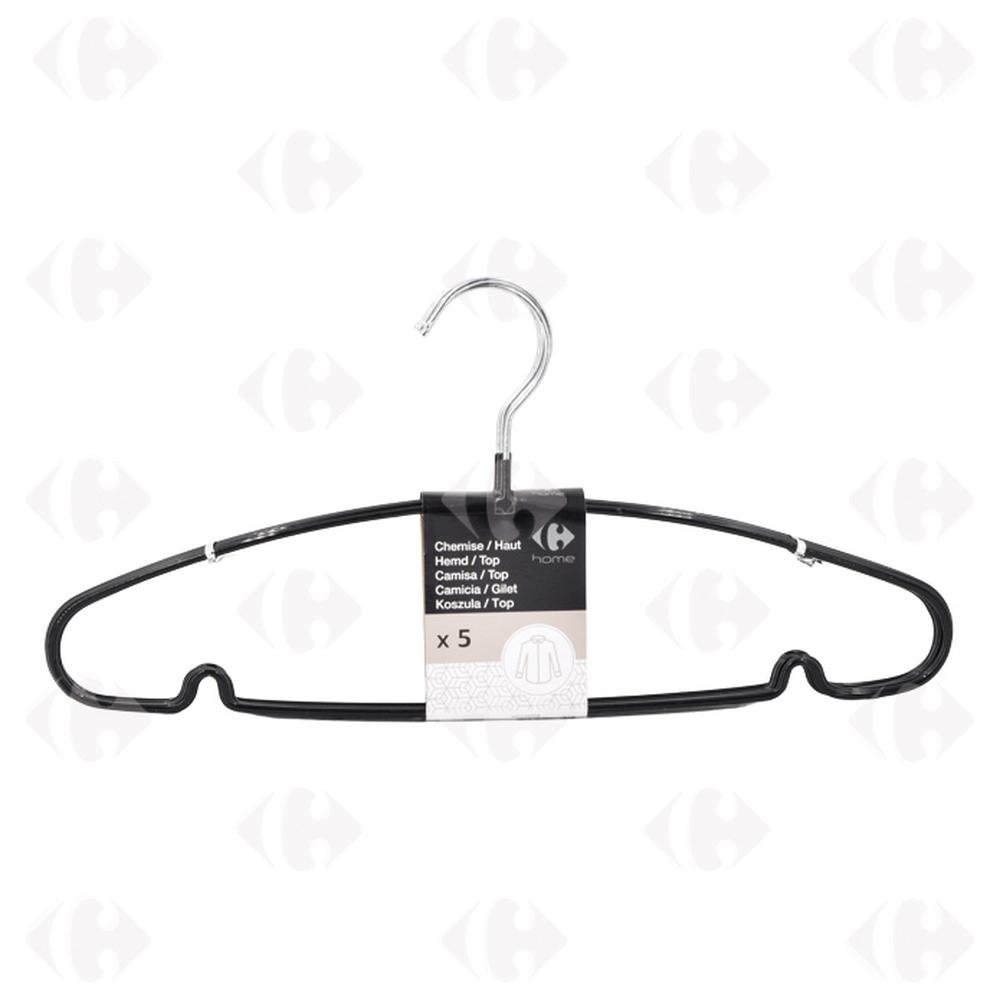 [564169] Cintres Pvc Noir Carrefour Home 5 pièces