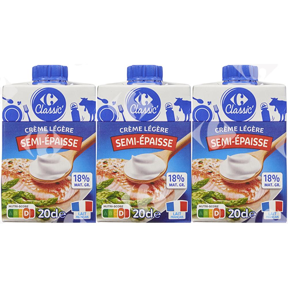 [459517] Crème Légère Semi Épaisse 18%Mg Carrefour 3x20cl