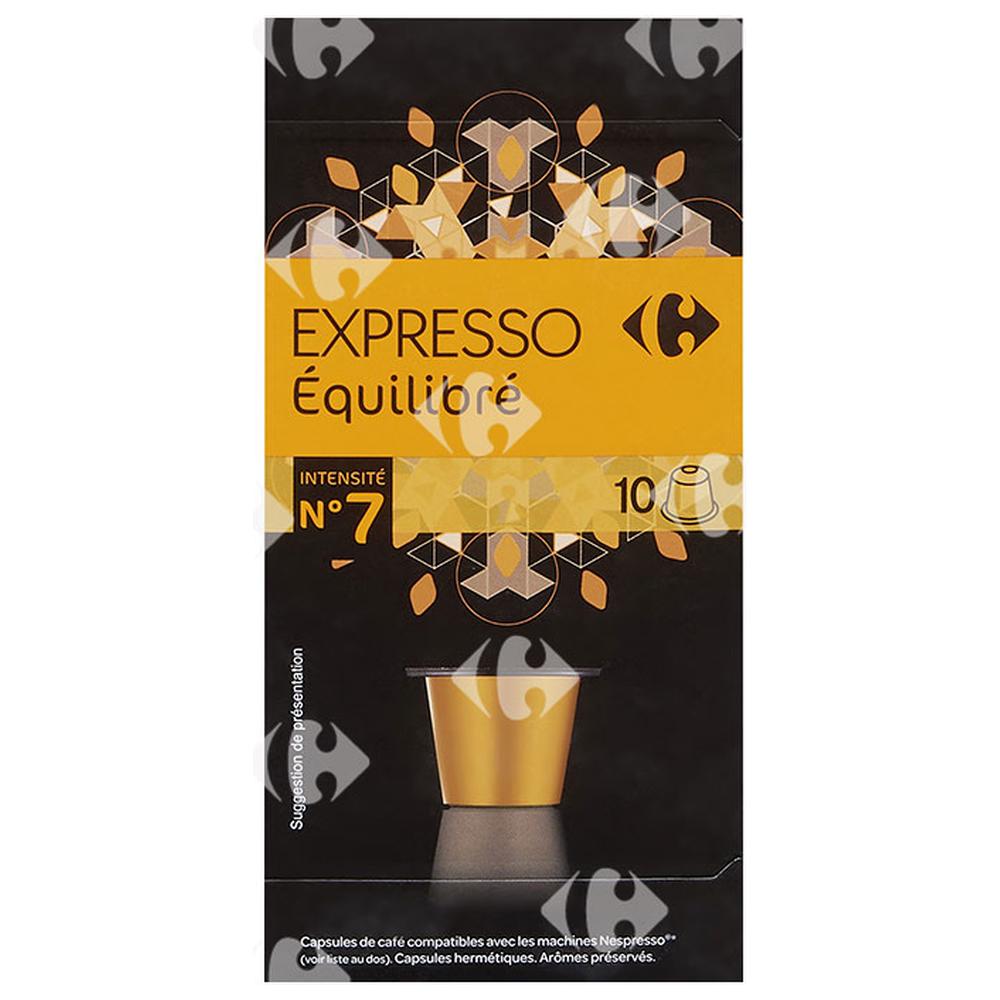 Café en Capsules Expresso Equilibré Carrefour N7x10
