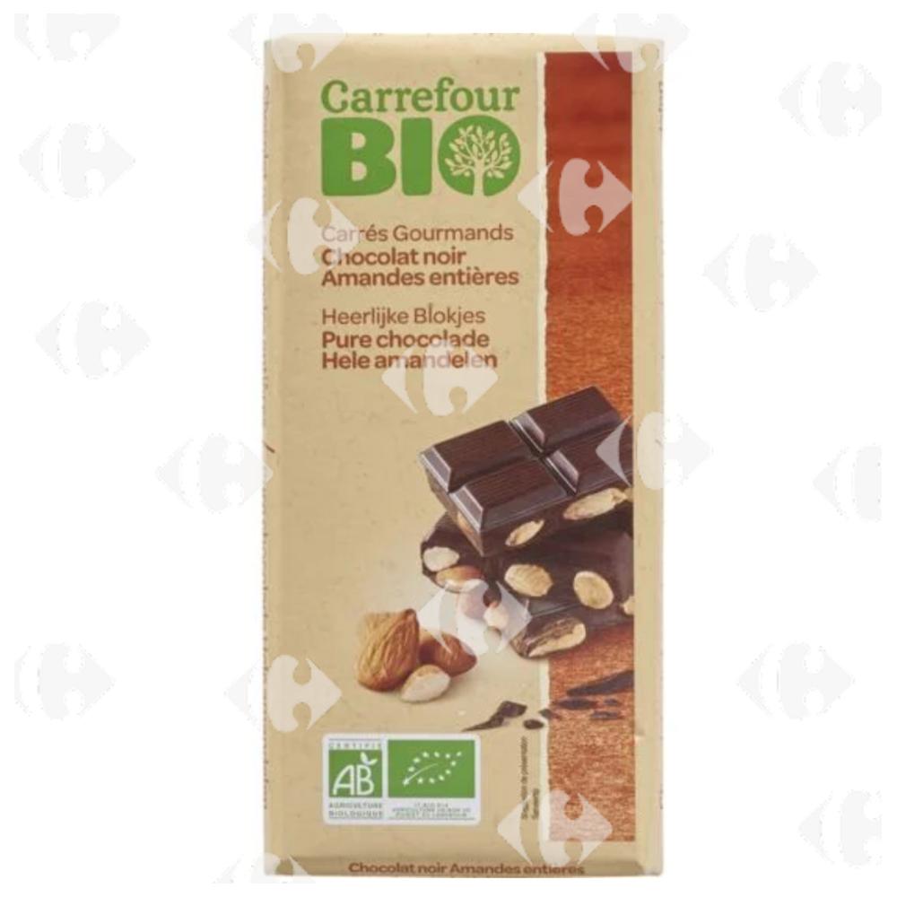 [657384] Tablette de Chocolat Bio Noir aux Amandes Carrefour Bio 200g
