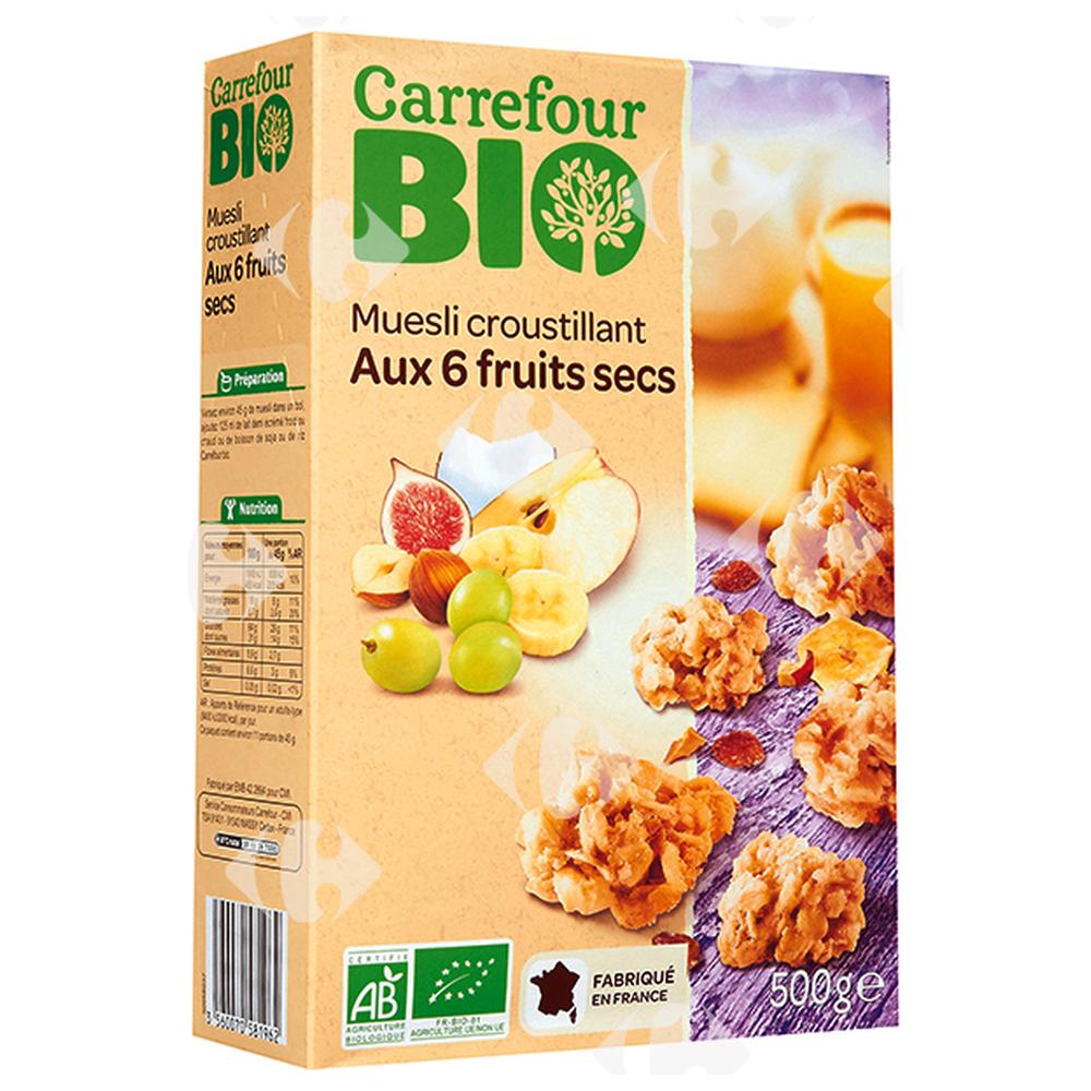 Muesli Croustillant Aux 6 Fruits Secs Carrefour Bio500g