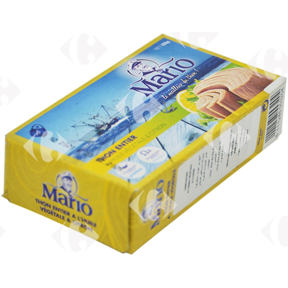 [661384] Conserve de Thon Entier à l'Huile Végétale et Citron Mario 125g
