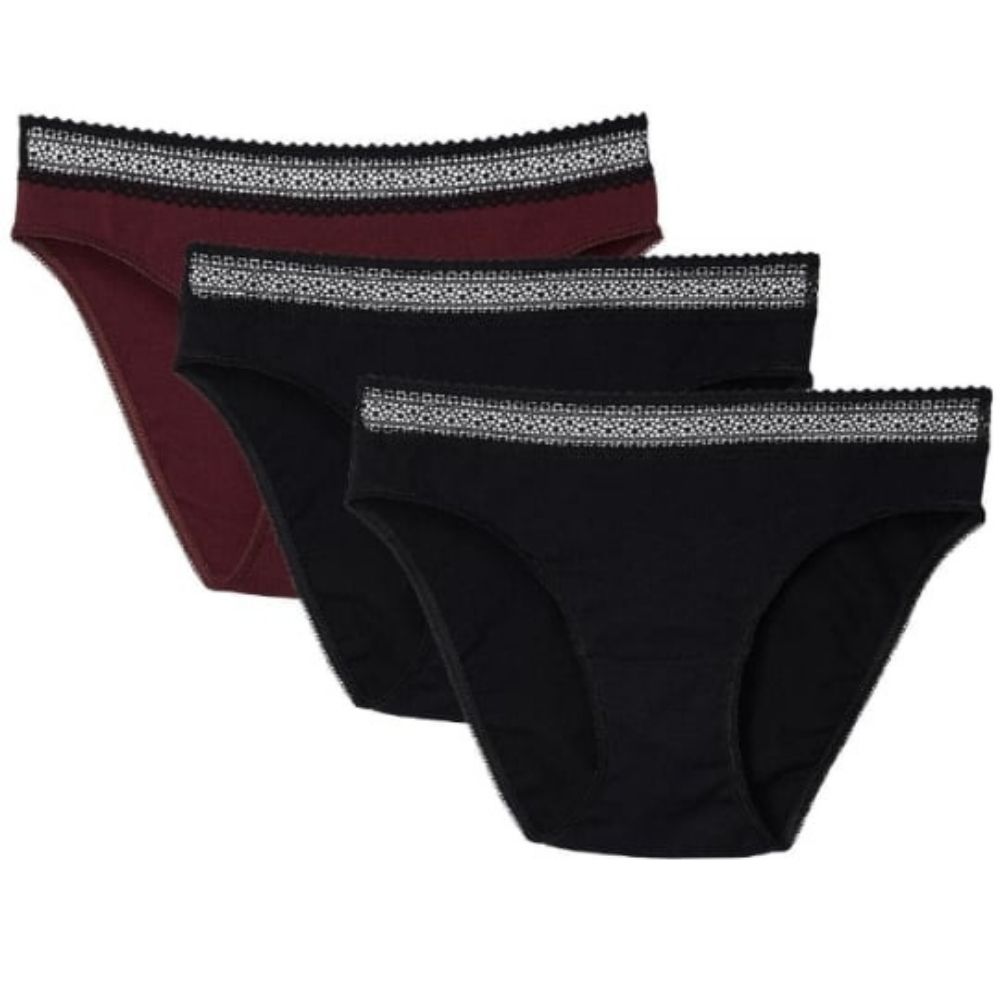 [679542] Lot de 3 Slips Femme Coton Bordeaux