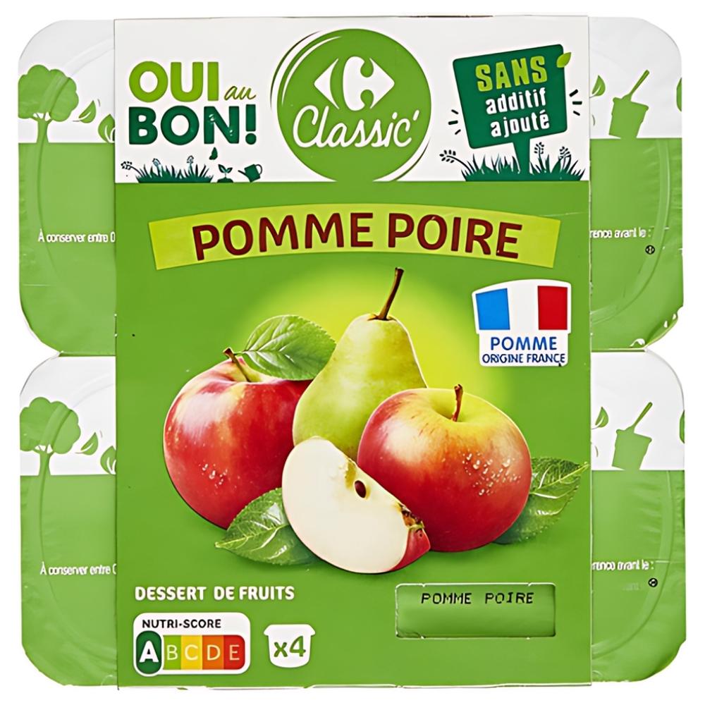Compote Pomme et Poire Carrefour Classique 100g 4 unités