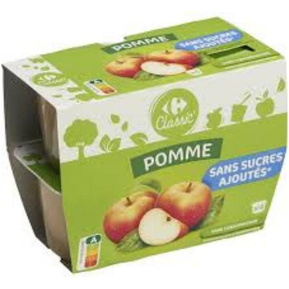 Compote Pomme sans Sucres Ajoutés Carrefour Classic 4x100g
