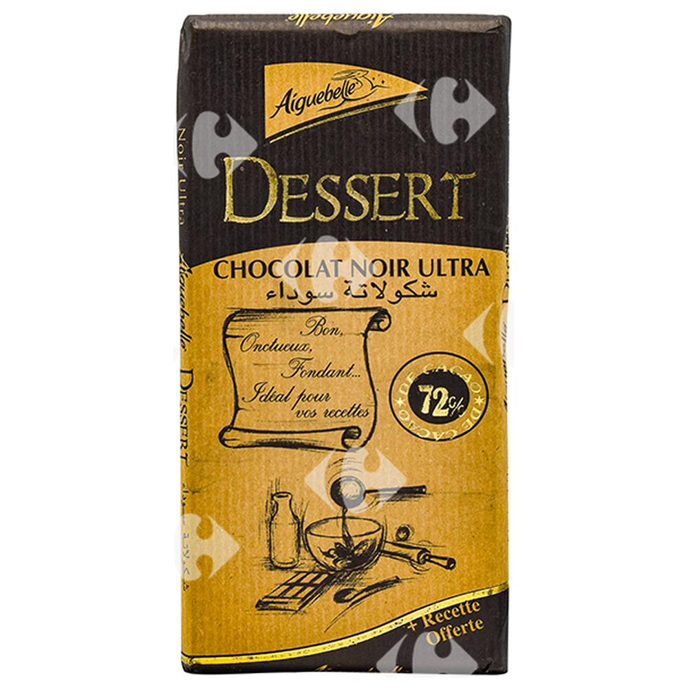 Tablette Chocolat Pâtissier Dessert Noir 72% Cacao Aiguebelle 175g.