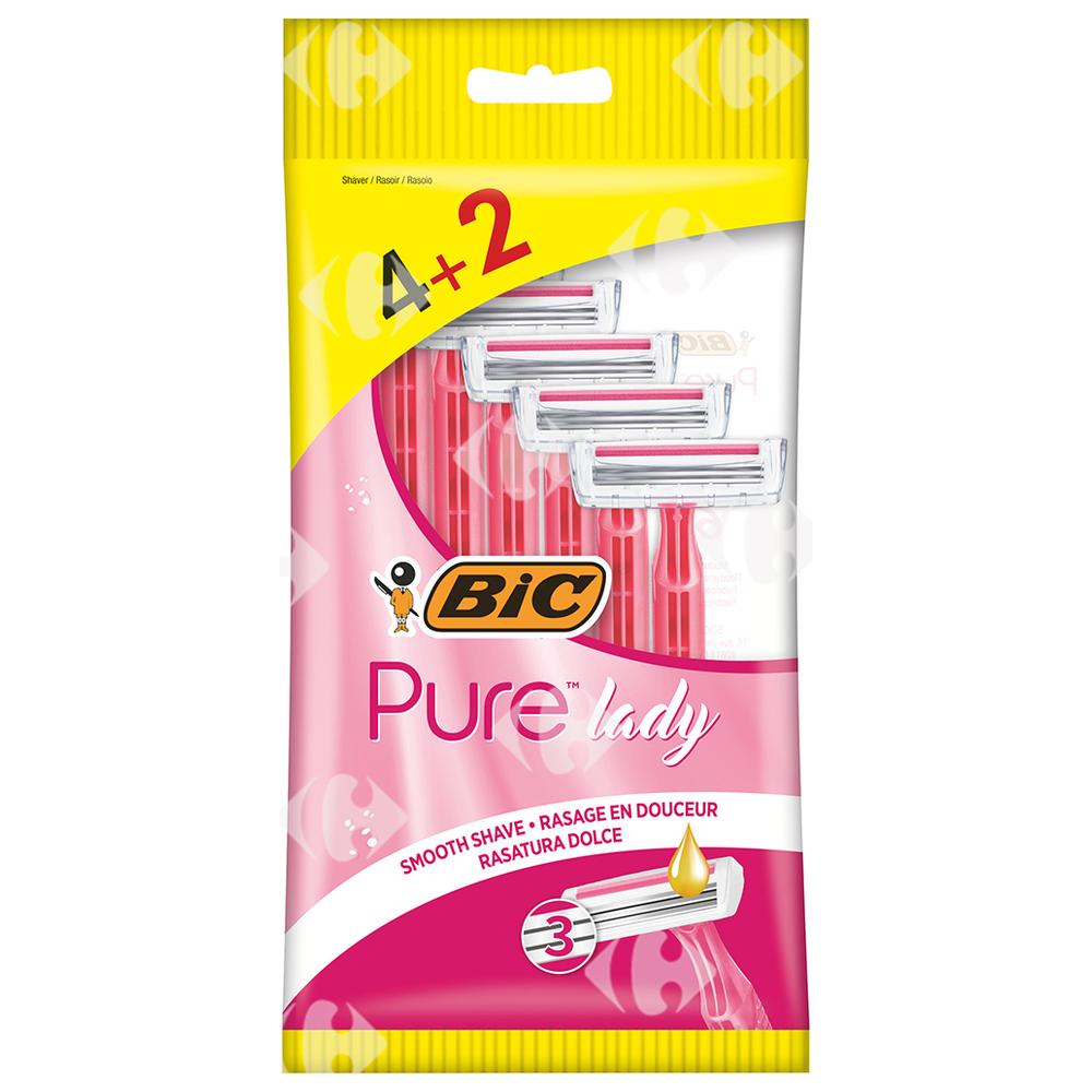 [70787] Rasoirs Jetables Femme Pure 3 Lady Pink Bic 4+2 unités.