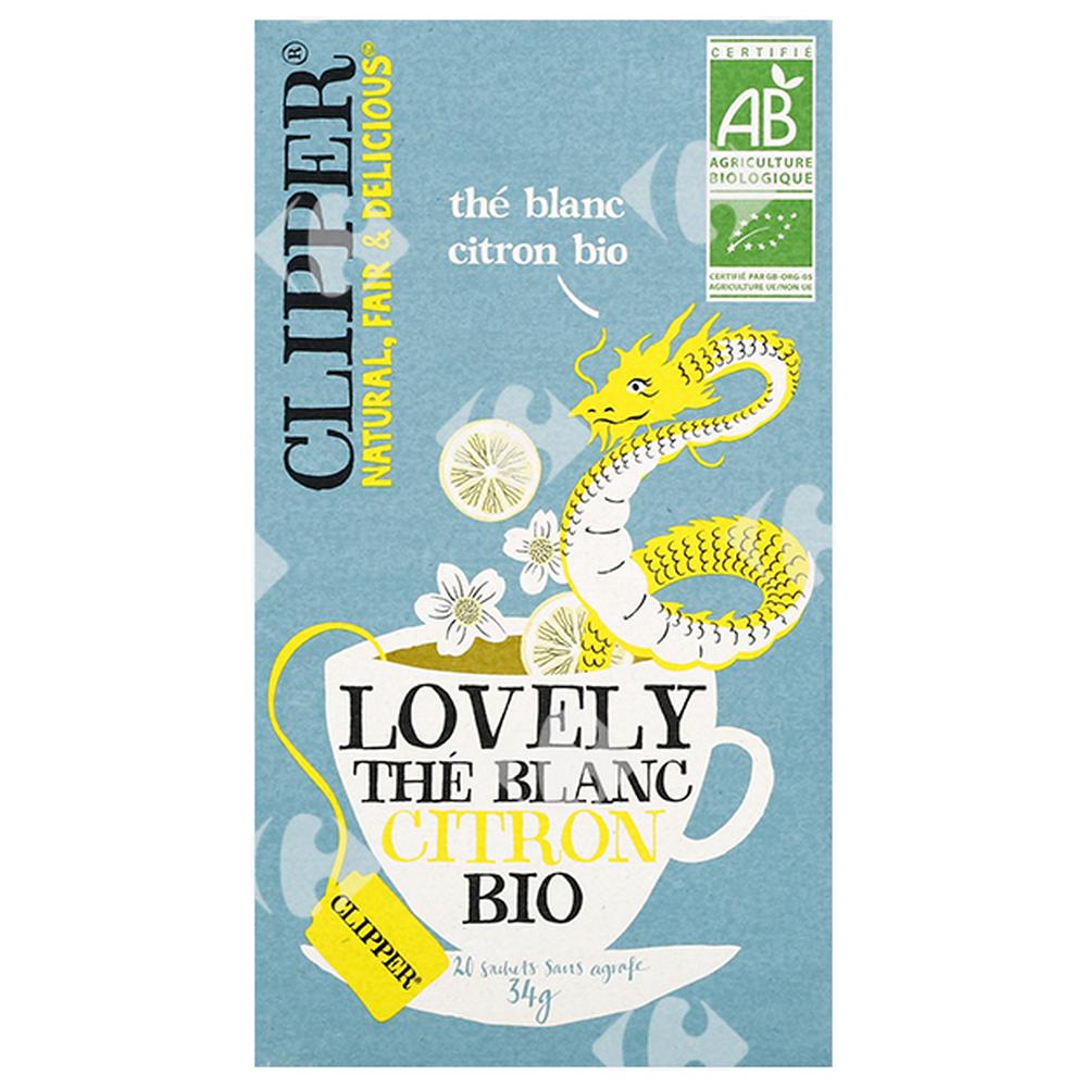 [659461] Infusions en Sachets Thé Bio Blanc Citron Clipper 20 sachets