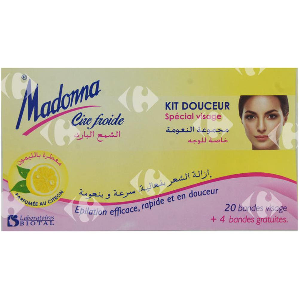 Bandes Dépilatoires Visage Citron Madonna 24 feuilles.
