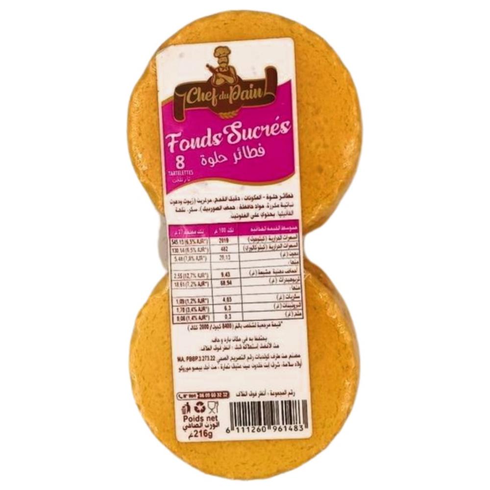 Fond de Tarte Sucré Chef du Pain 216g 8 unités.